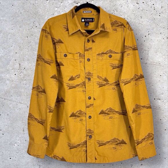 Alaskan Hardgear Flannel Shirt Mens Medium Mountain AOP Long Sleeve Button - Picture 2 of 10